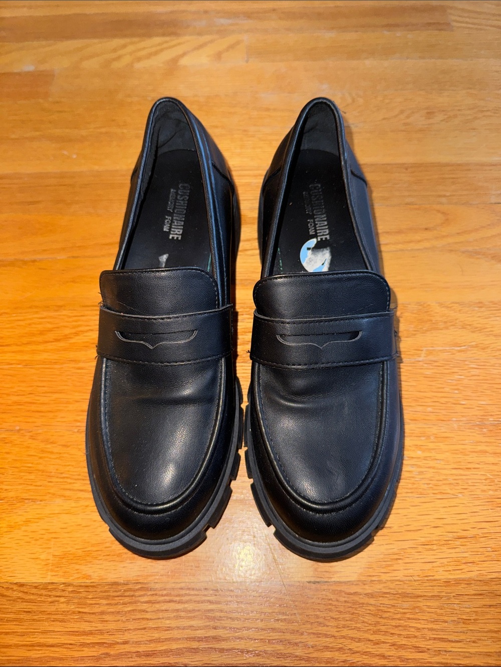 Classic Black Leather Penny Loafers - Womens